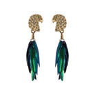 Arete parrots gold + Drop conchas verdes Arete + Drop de Joyería Regina Castillo
