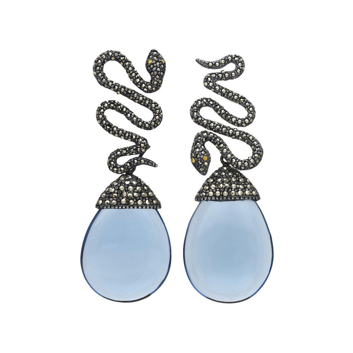 Arete víbora Espirale + Drop Hatty azul (desmontable) Arete + Drop de Joyería Regina Castillo