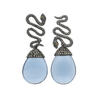 Arete víbora Espirale + Drop Hatty azul (desmontable) Arete + Drop de Joyería Regina Castillo