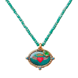 Collar medalla corazón con alas Cadenas y Collares de Joyería de autor Regina Castillo