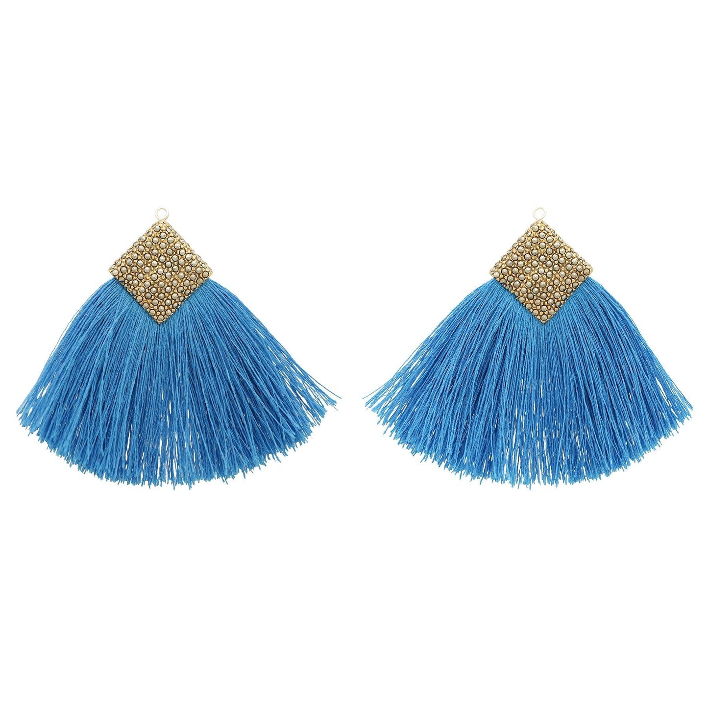 Drop rombo tejido seda azul Drops de Joyería de autor Regina Castillo