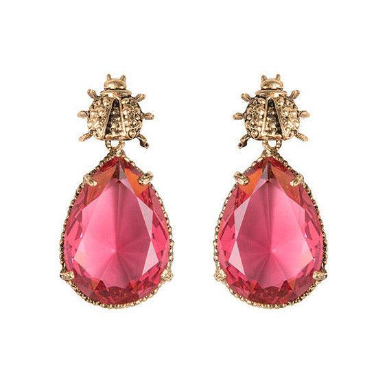 Arete bugs catarina rosa Arete Bugs de Joyería de autor Regina Castillo